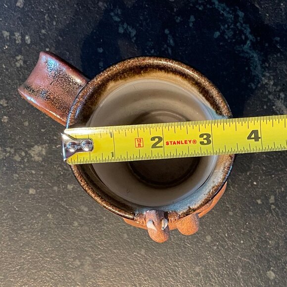 Adorable 8 Oz. Pottery Mug, Handcrafted Silly Faces, Vintage - Picture 3 of 9